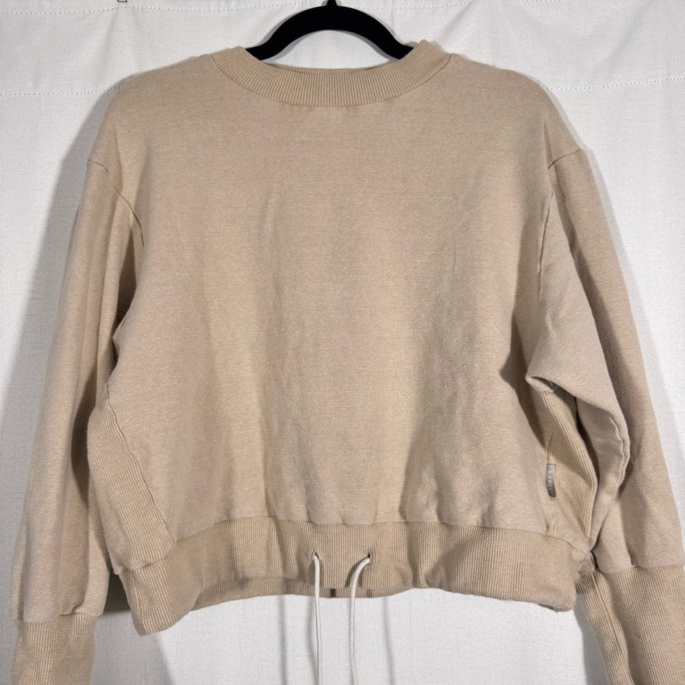 Varley Edith Pique Crewneck Sweater in Beige - Picture 4 of 8